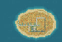 Amberwood’s compact golden island viewed from above