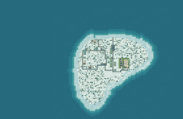 Snow-covered Frostpine with roads and buildings